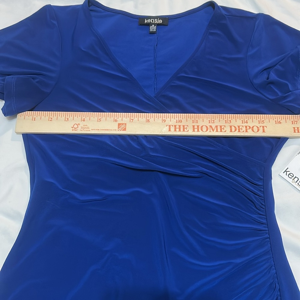 Kensie Women's Blue Faux Wrap Midi Dress size M NWT - Picture 11 of 15